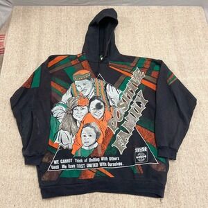 Vintage Kacy World Colors Hoodie Mens XL Black 1990s Positive Family